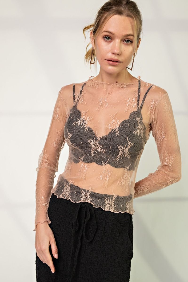 Nice Fit Lace Layering Top - Nude