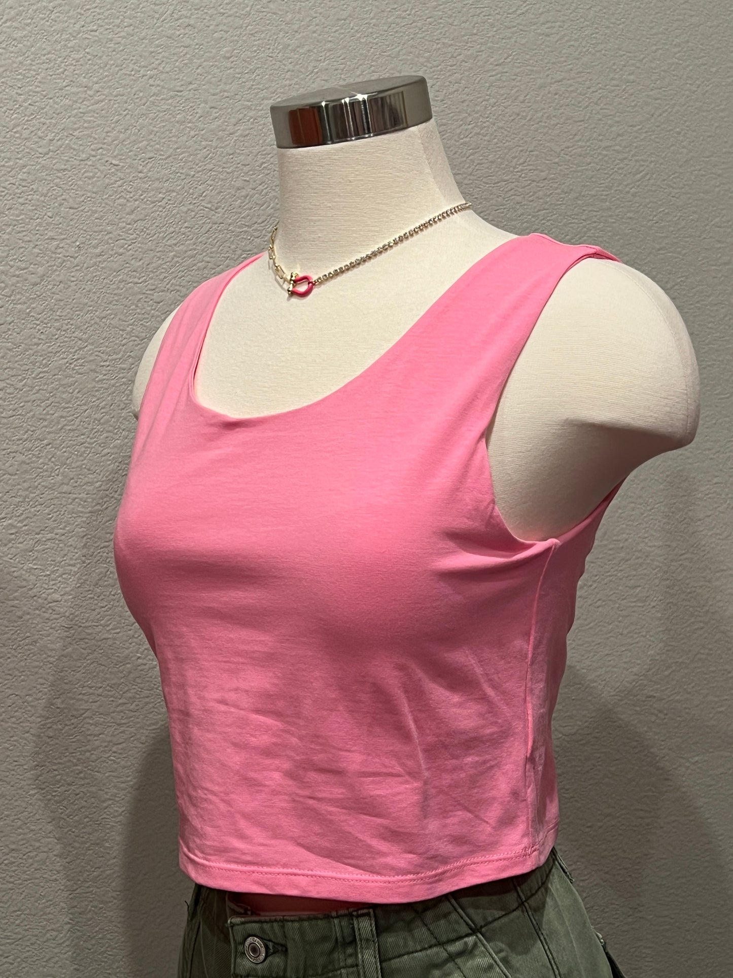 Solid Choice Cropped Tank - Barbie Pink