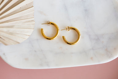 Chunky Medium Gold Hoop Earrings