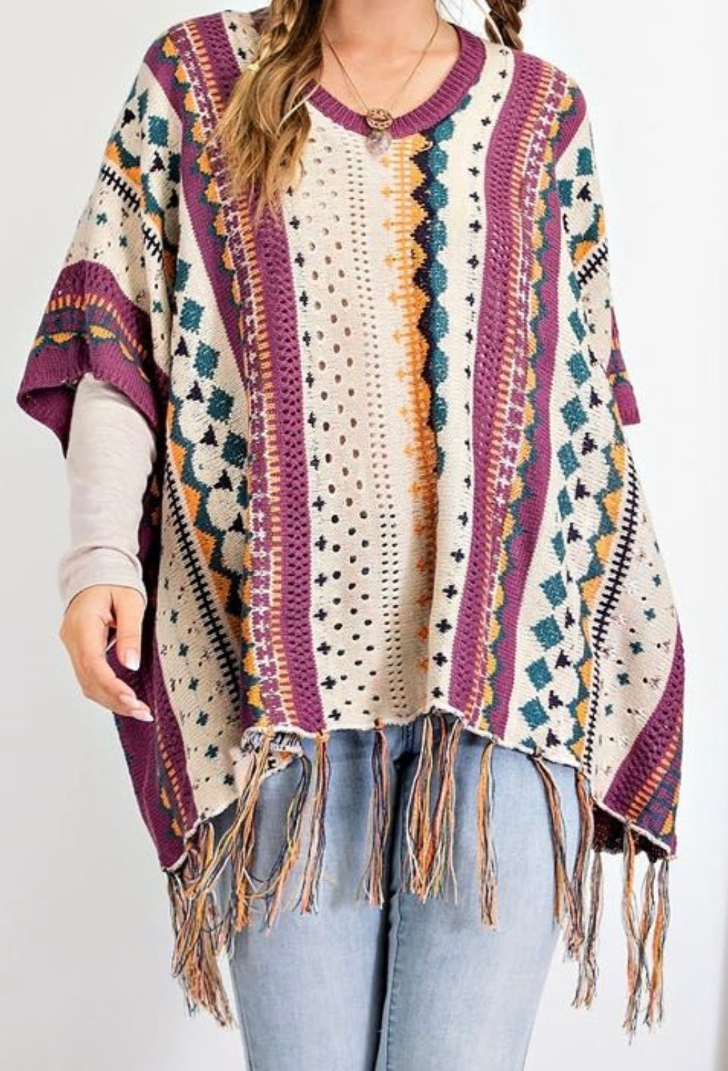Southwest Dreamer poncho sweater - *2 colors*