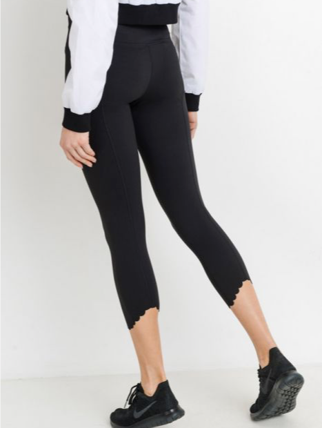 High Waist Scalloped Laser Cut Leggings
