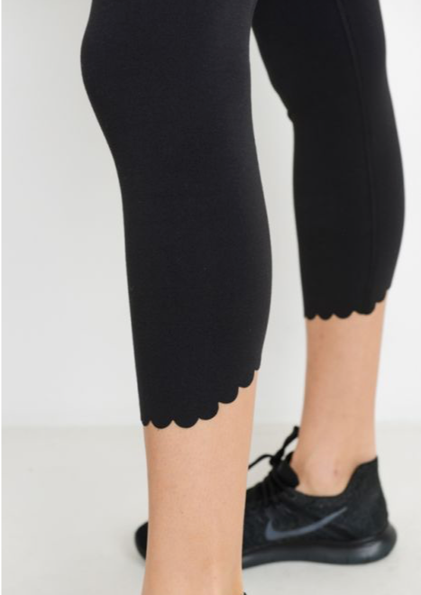 High Waist Scalloped Laser Cut Leggings