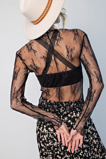 Nice Fit Lace Layering Top - Black