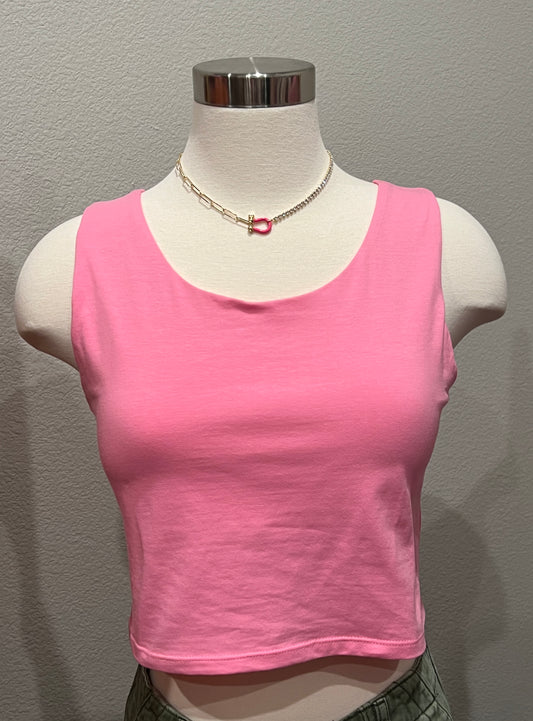 Solid Choice Cropped Tank - Barbie Pink